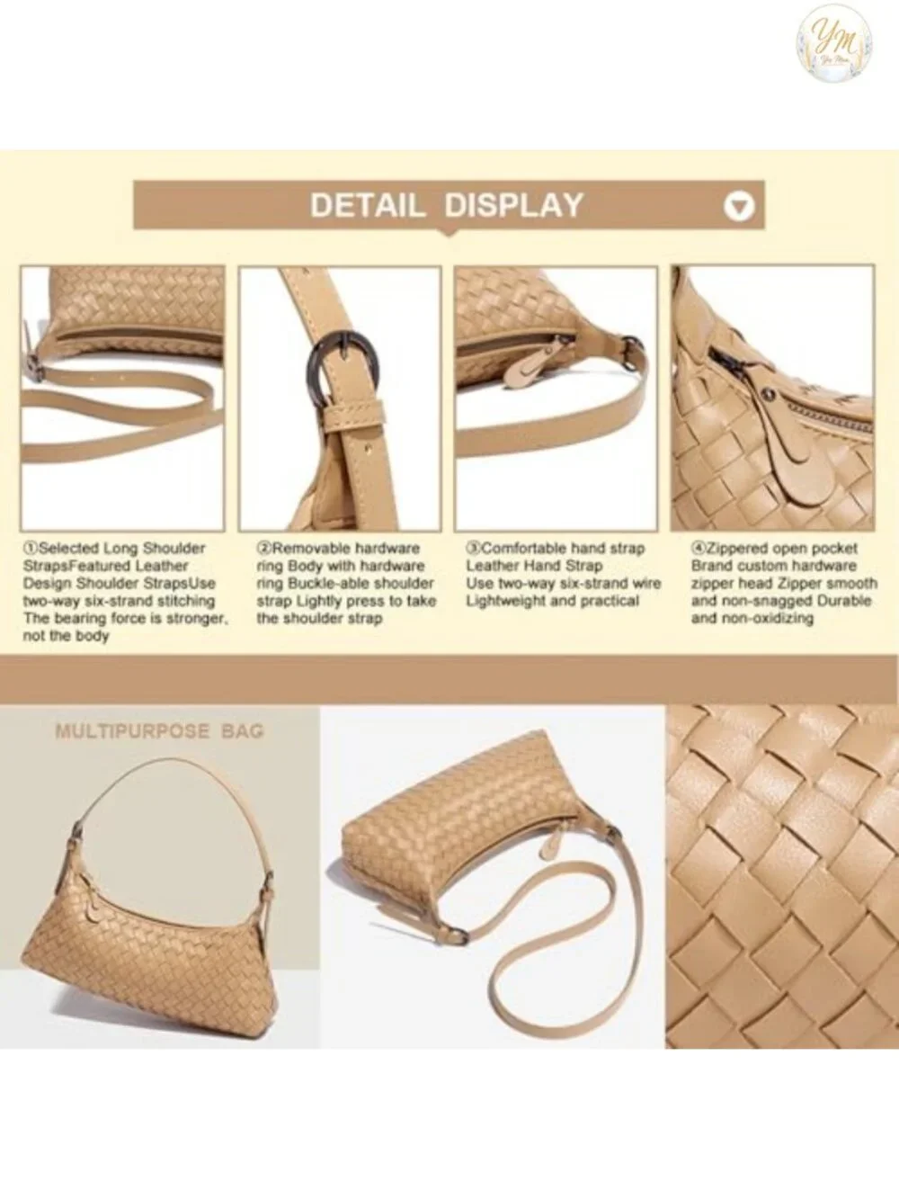 Woven Faux Leather Hobo Tote with Crossbody Strap